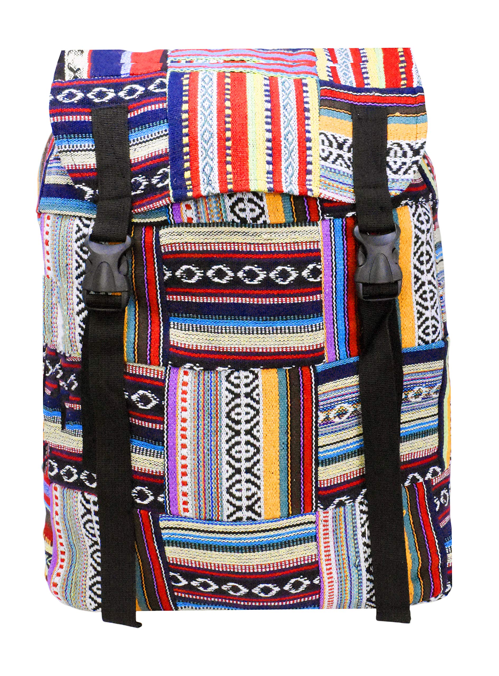Mandala Crafts Bohemian Backpack - Large Boho Backpack Purse for Women & Men | Hippie Style Multicolor Baja Backpack | Perfect for Festivals, Travel & Beach Day