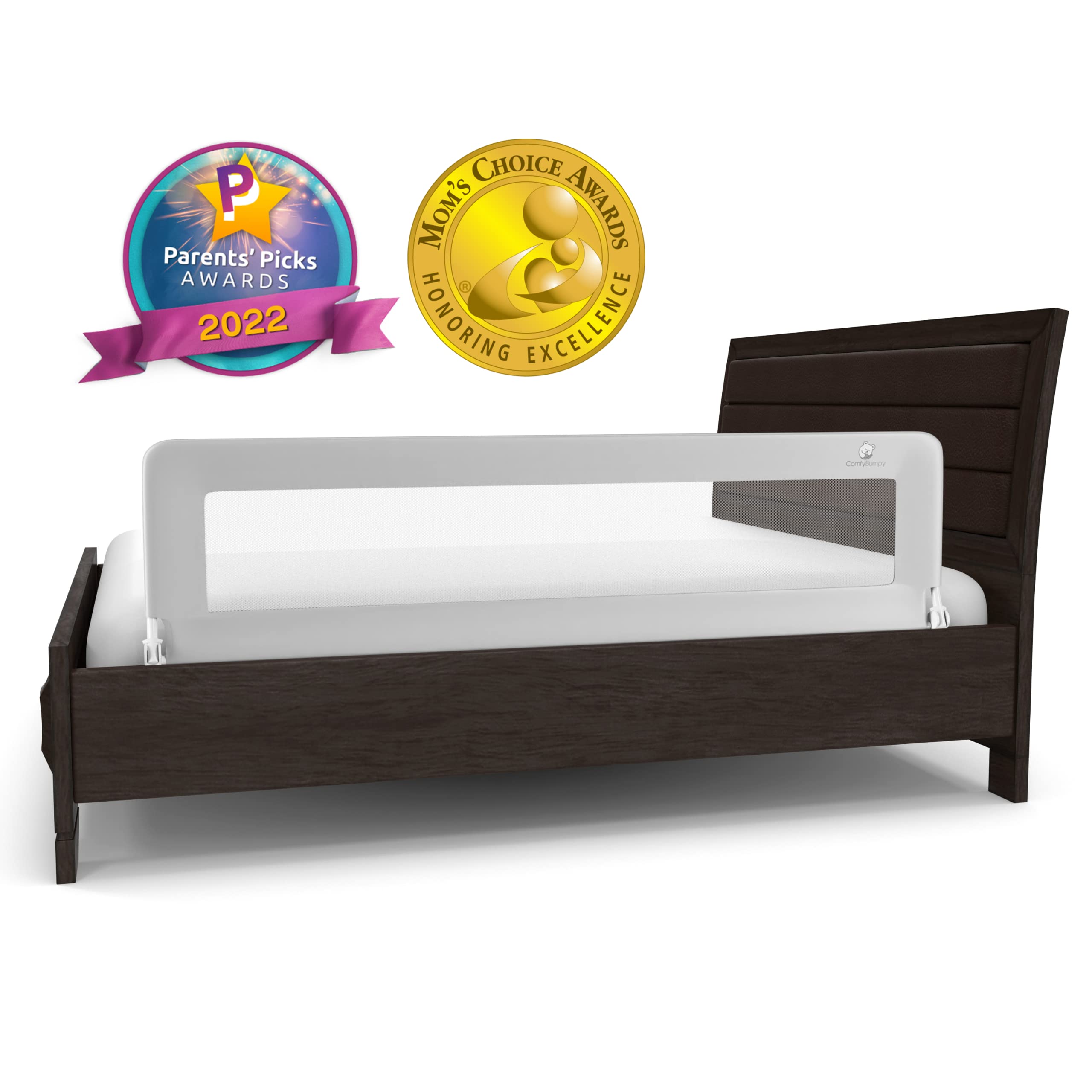 ComfyBumpy 59 Inch Extra Long Adjustable Toddler Bed Rail Guard for Kids - Safety Bed Rails for Twin, Full, Queen & King Size Beds - Baby Bed Side Rails for Boys & Girls (Gray, XL 59