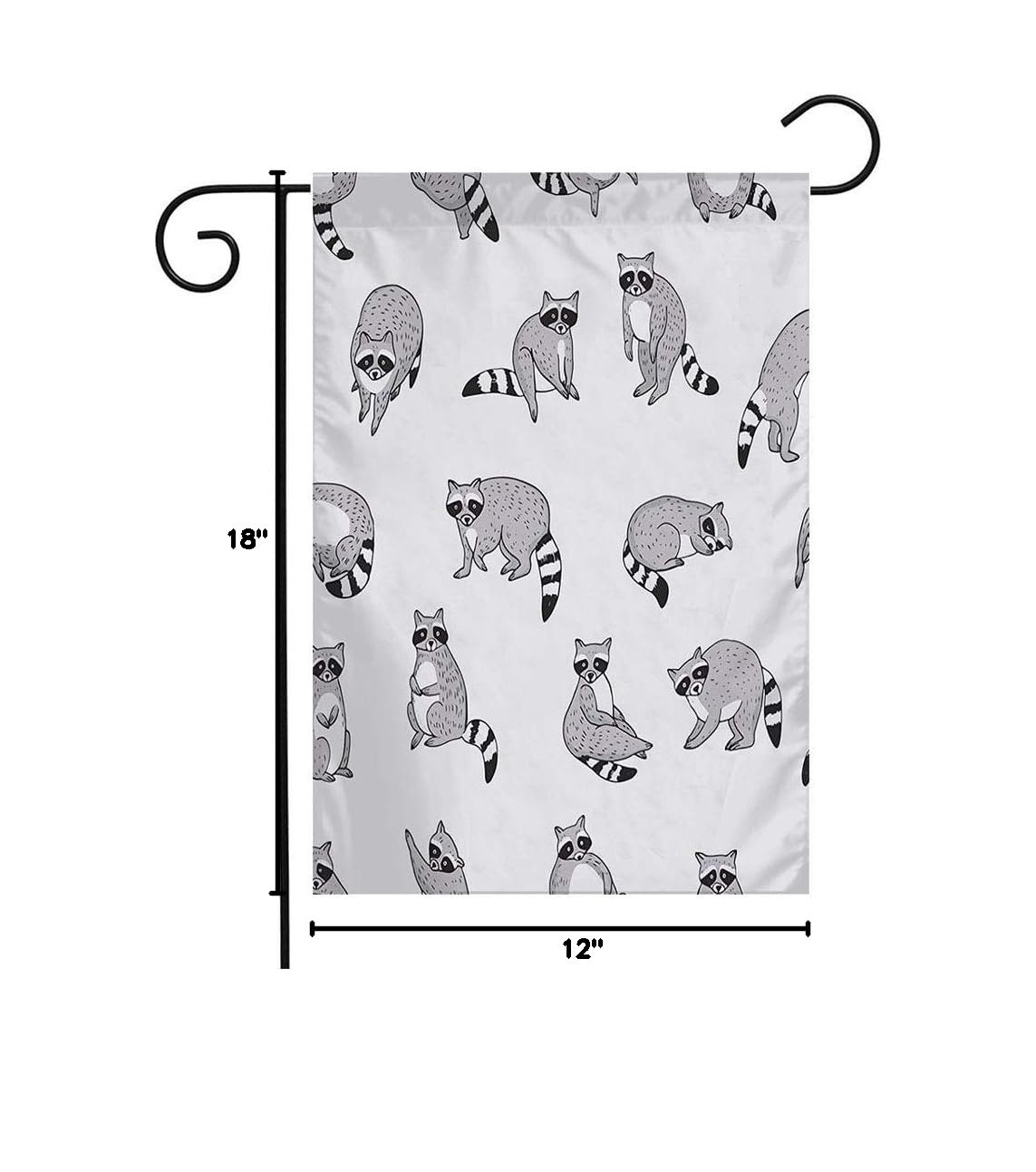 Cute Raccoon Animal Doodle Garden Flag - Hand Drawn Wildlife Design for Outdoor Patio, Lawn & Home Decor - 12x18 Inch Seasonal Welcome Flag - Perfect Gift for Nature Lovers & Baby Showers