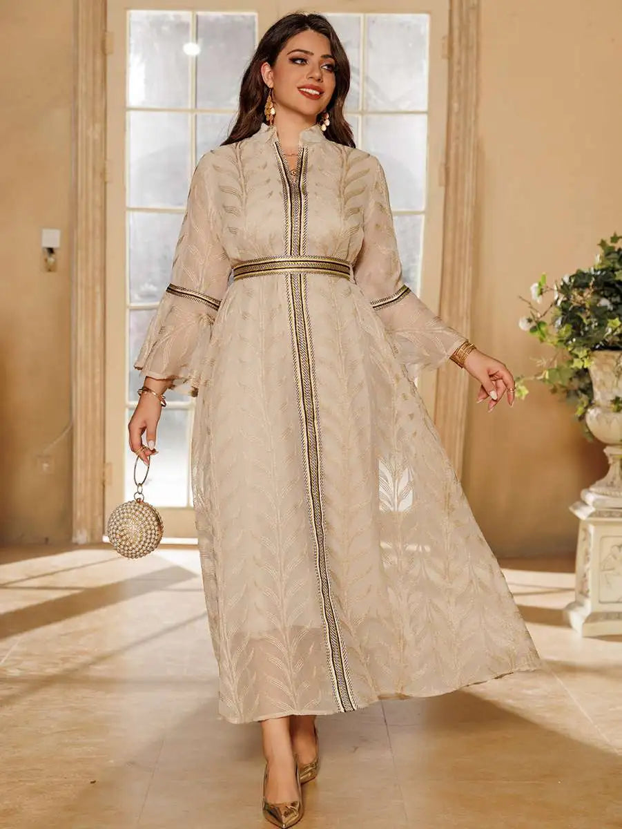 Elegant Eid Doris Embroidered Caftan Dress for Women - Boho Moroccan Kaftan with Intricate Embroidery - Perfect for Eid, Weddings, and Special Occasions