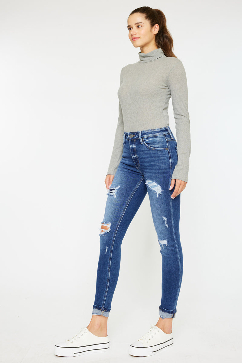 Charlie High Rise Ankle Skinny Jeans for Women - Stretch Denim Pants, Slim Fit, Comfortable & Trendy - Perfect for Casual Outfits, Office Wear & Night Out