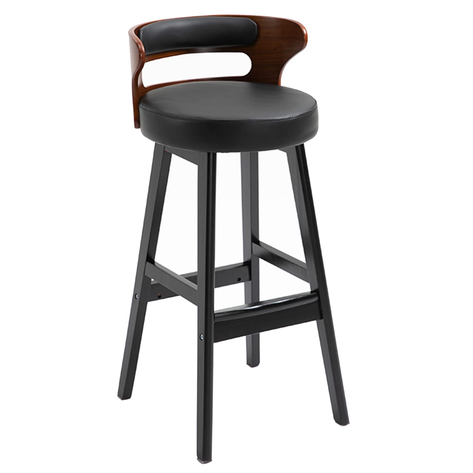 **Wooden Bar Stools with Faux Leather Upholstery - Comfortable Farmhouse Style Kitchen & Dining Chairs for Home, Bistro, Coffee Shop & Restaurant Use**