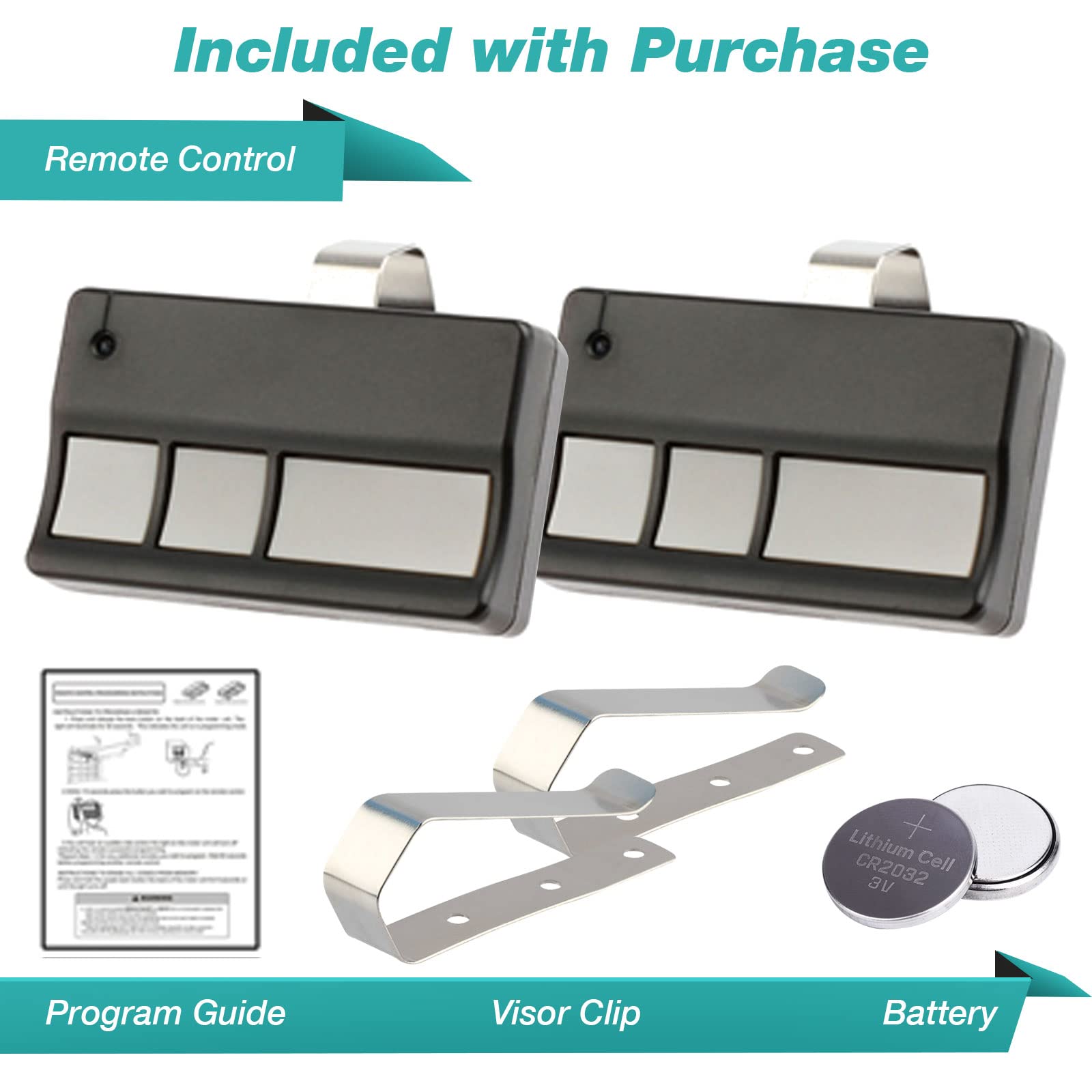 2 Pack Liftmaster 973LM Garage Door Opener Remote Control - Compatible with Liftmaster, Chamberlain, Craftsman - Easy Programming for Home & Business Use