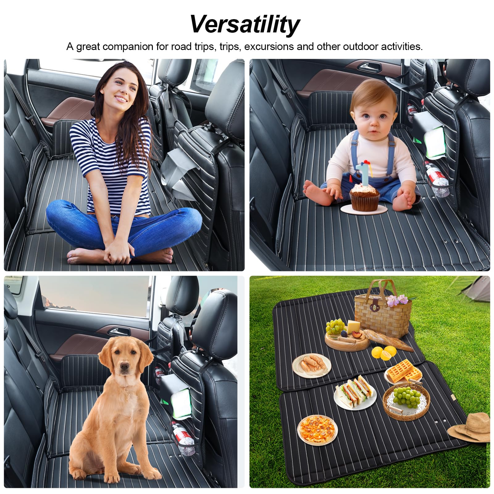 **Non-Inflatable Car Mattress for Camping & Travel - Foldable Backseat Bed for SUV, Truck, Car - Adjustable Bracket for Kids & Pets - Perfect for Road Trips, Outdoor Adventures & Pet Travel**