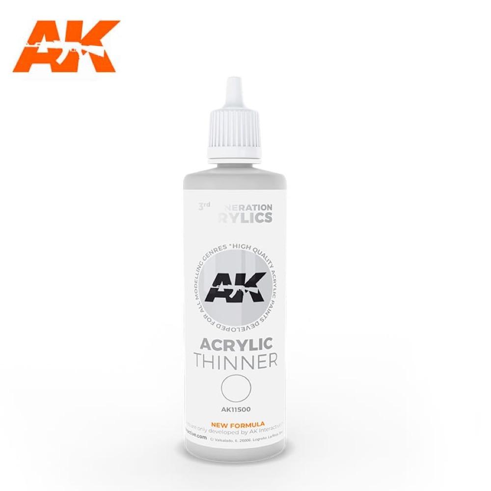 AK Interactive AK11500 Acrylic Thinner 100ml (3rd Gen) - Premium Paint Thinner for Scale Models & Miniatures - Perfect for Airbrushing, Brush Painting & Model Kit Detailing