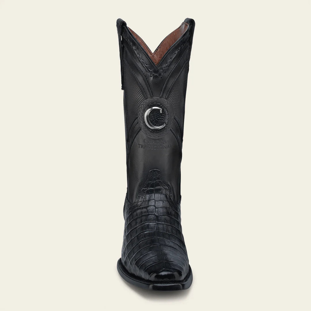 **Men's Cuadra Black Western Cowboy Caiman Boots - Genuine Leather, Comfortable & Stylish for Rodeo, Country Music Festivals & Western Fashion**