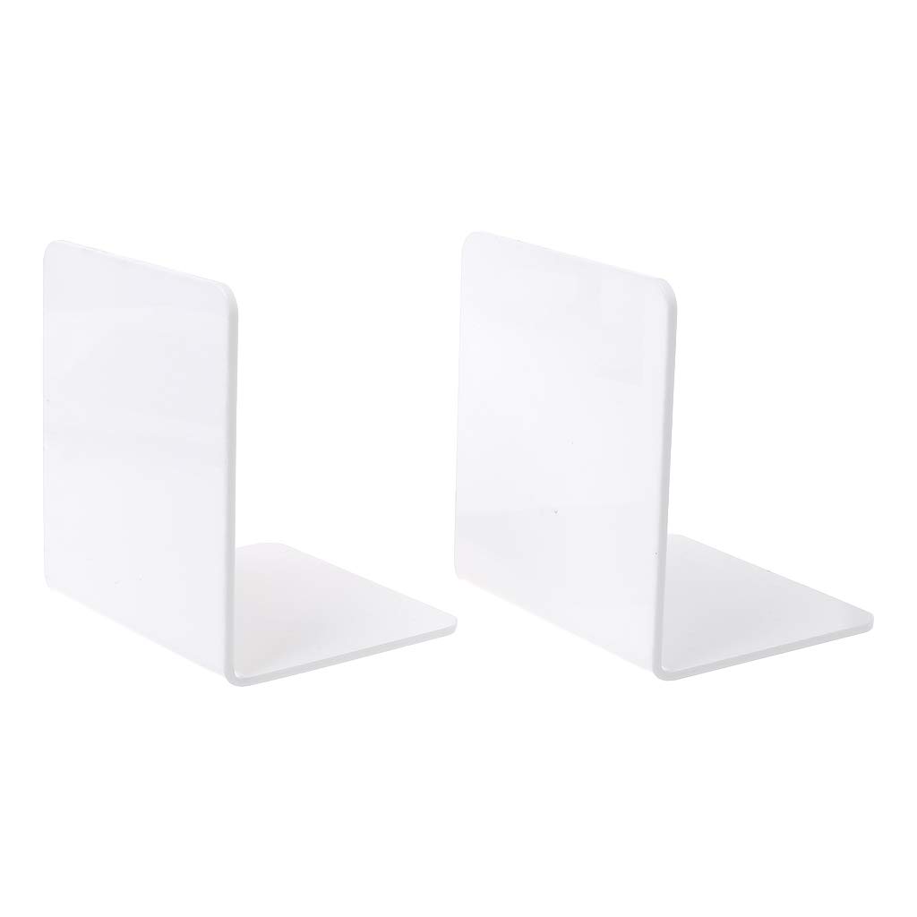 2Pcs Clear Acrylic Bookends - Heavy Duty L-Shaped Desk Organizer & Book Holder, Non-Skid Book Support for Office, Home, Library (2 Size Options) - Perfect for Shelves, Desks and Bookcase Organization