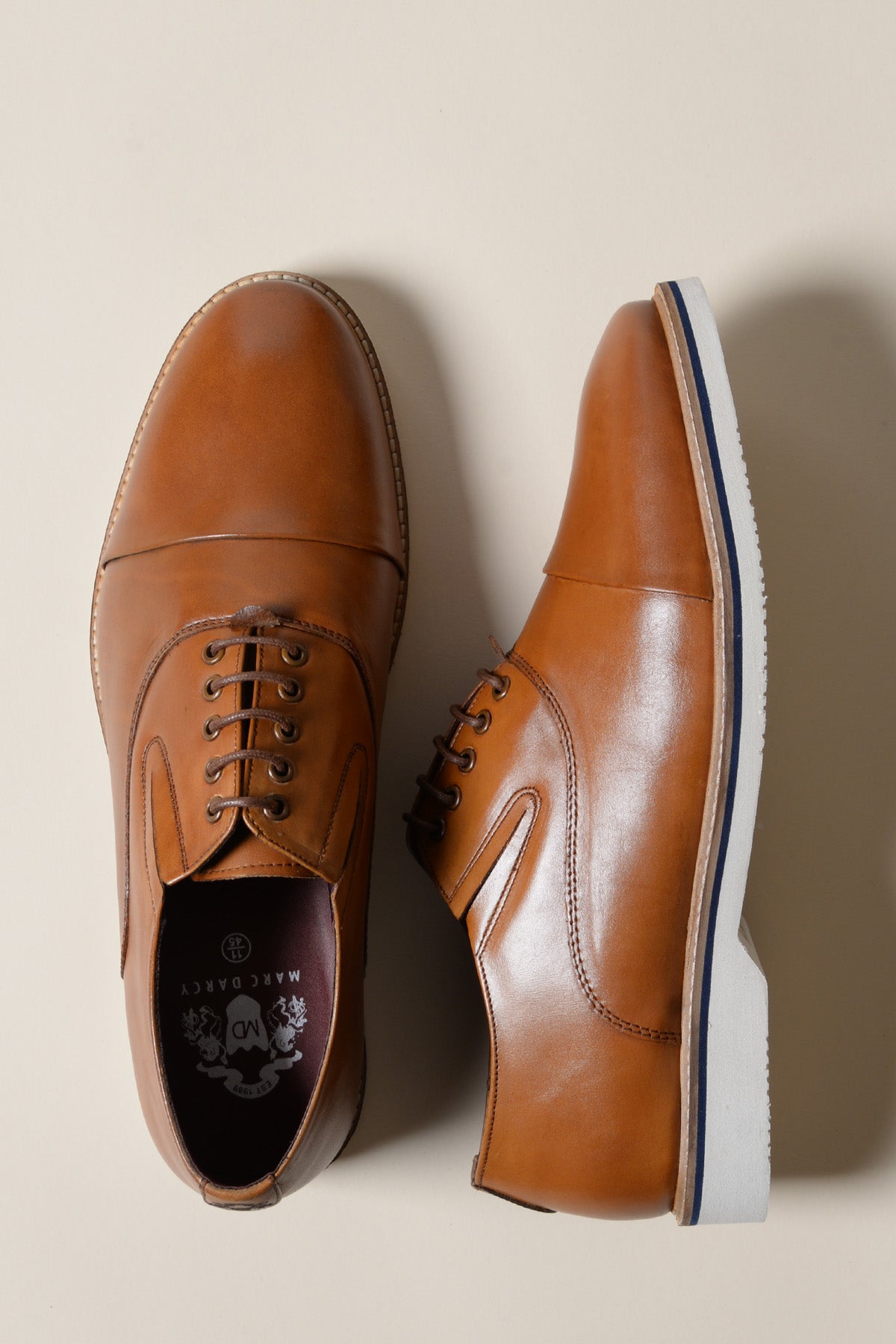 GAVIN Men's Tan Leather Cap Toe Oxford Dress Shoes - Classic Formal Business & Wedding Attire