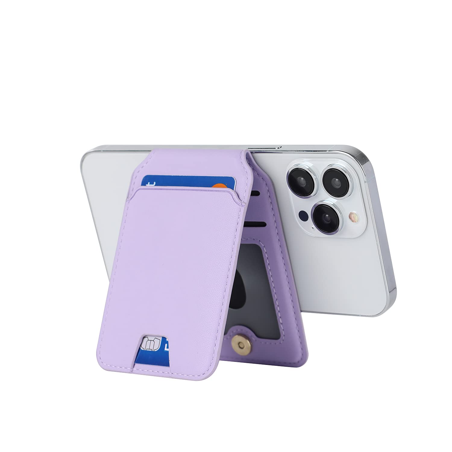 Magnetic Wallet for iPhone 16 Pro Max/14 Pro/15/14 Plus/13/12 - Cavor Magsafe Compatible Card Holder & Phone Case Accessory (Purple) | Secure Credit Card Storage for Everyday Use & Travel