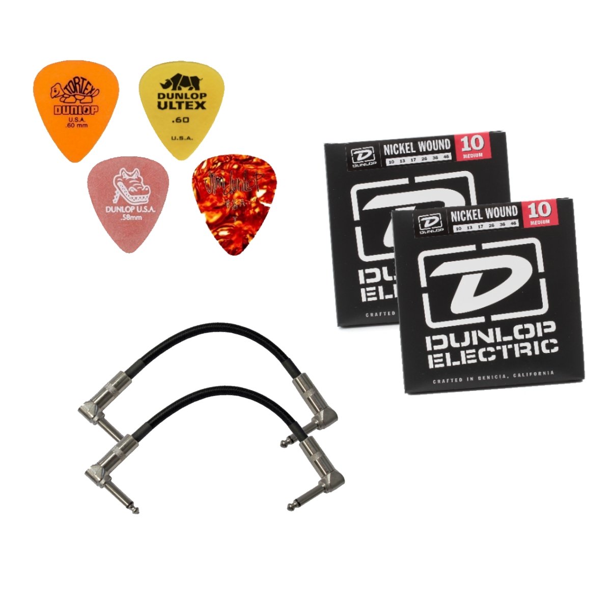 DUNLOP SW95 Cry Baby Slash Signature Wah Wah Guitar Effects Pedal Bundle with Pick Pack, 10-46 Electric Nickel Strings & 2 Patch Cables - Perfect for Rock, Blues & Live Performances