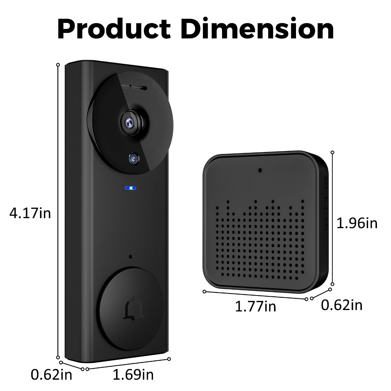 Smart Video Doorbell Wireless - 1080P HD Security Camera with Night Vision, 2-Way Audio, APP Remote Control & Free Cloud Storage - Rechargeable Battery for Home Security (Front Door, Apartment, Office)