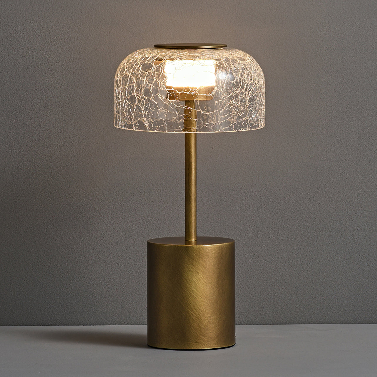 Rechargeable Crackle Glass Table Lamp with Built-in Battery - Perfect for Bedroom Nightstand, Living Room, and Office Desk Lighting