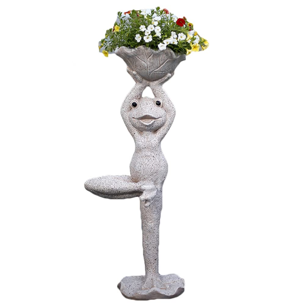 Yoga Frog Planter Pot - Resin Animal Figurine with Drainage Hole, Zen Garden Decor for Indoor & Outdoor Use, Perfect for Home, Patio, Lawn - Ideal for Succulents, Small Plants & Meditation Spaces