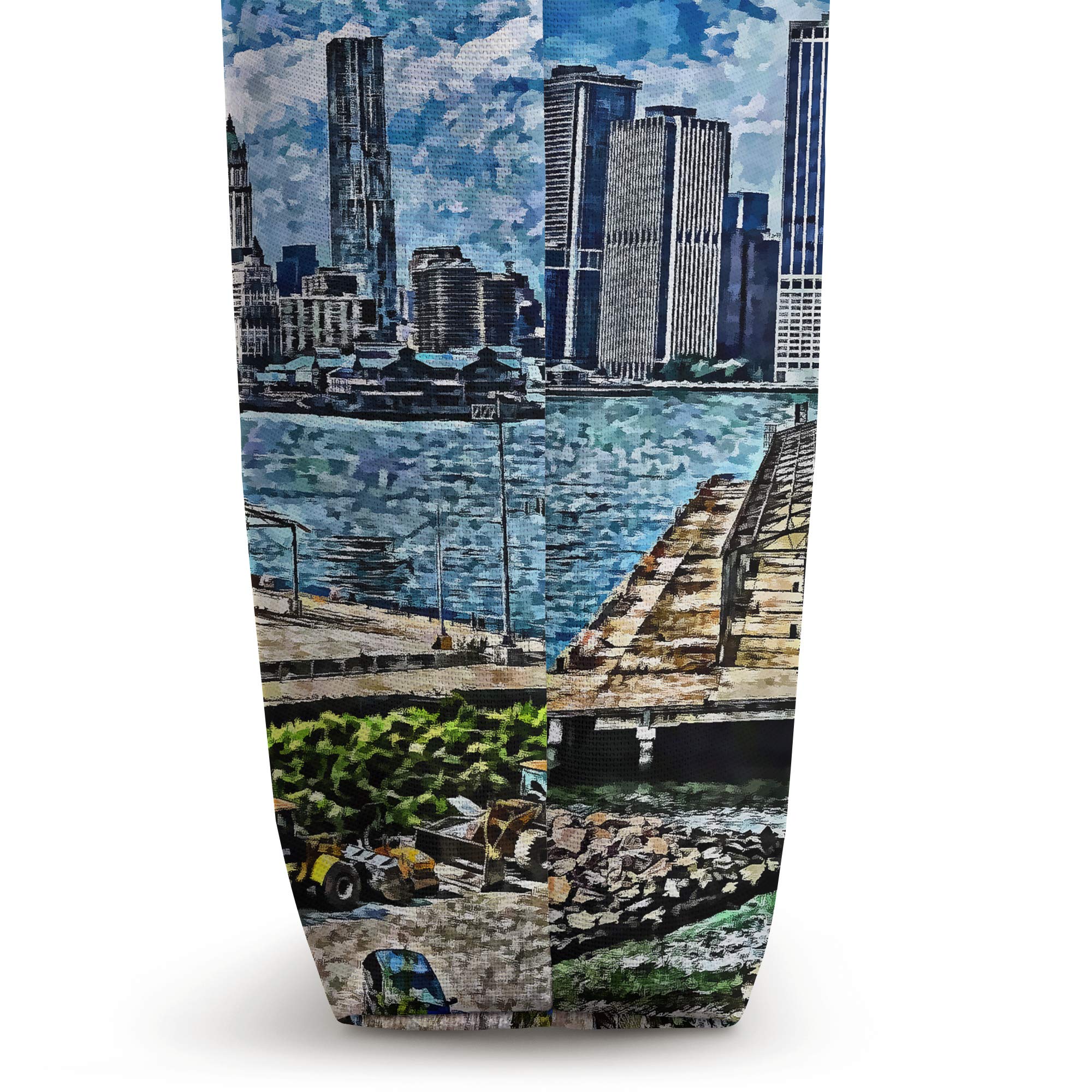 New York Pop Art Tote Bag - NYC Lower Manhattan Skyline Design - Stylish Reusable Shopping Bag for Travel, Work & Daily Use