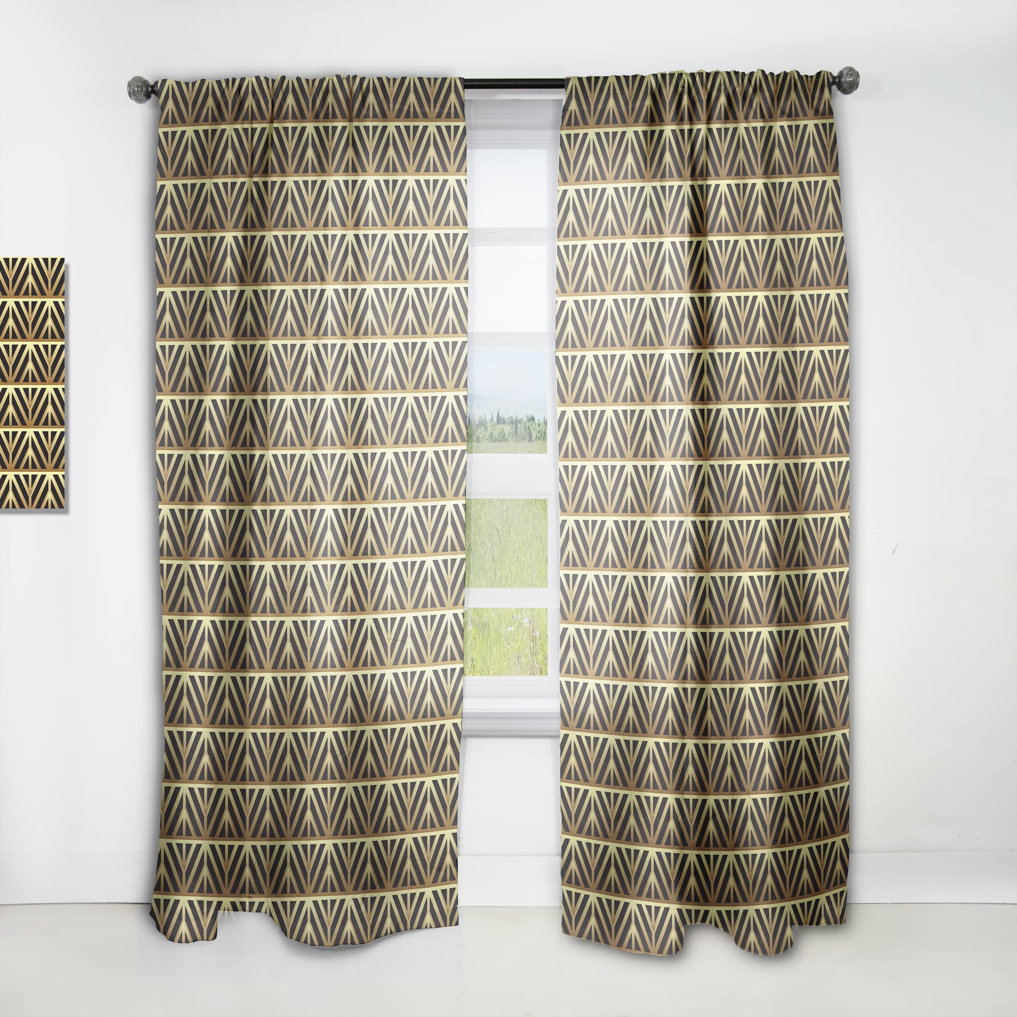 DesignQ Luxury Metallic Geometric Curtains - Thermal Insulated Single Panel (52x108 Inches) for Bedroom & Living Room - Elegant Gold Drapes for Home Decor & Blackout Needs