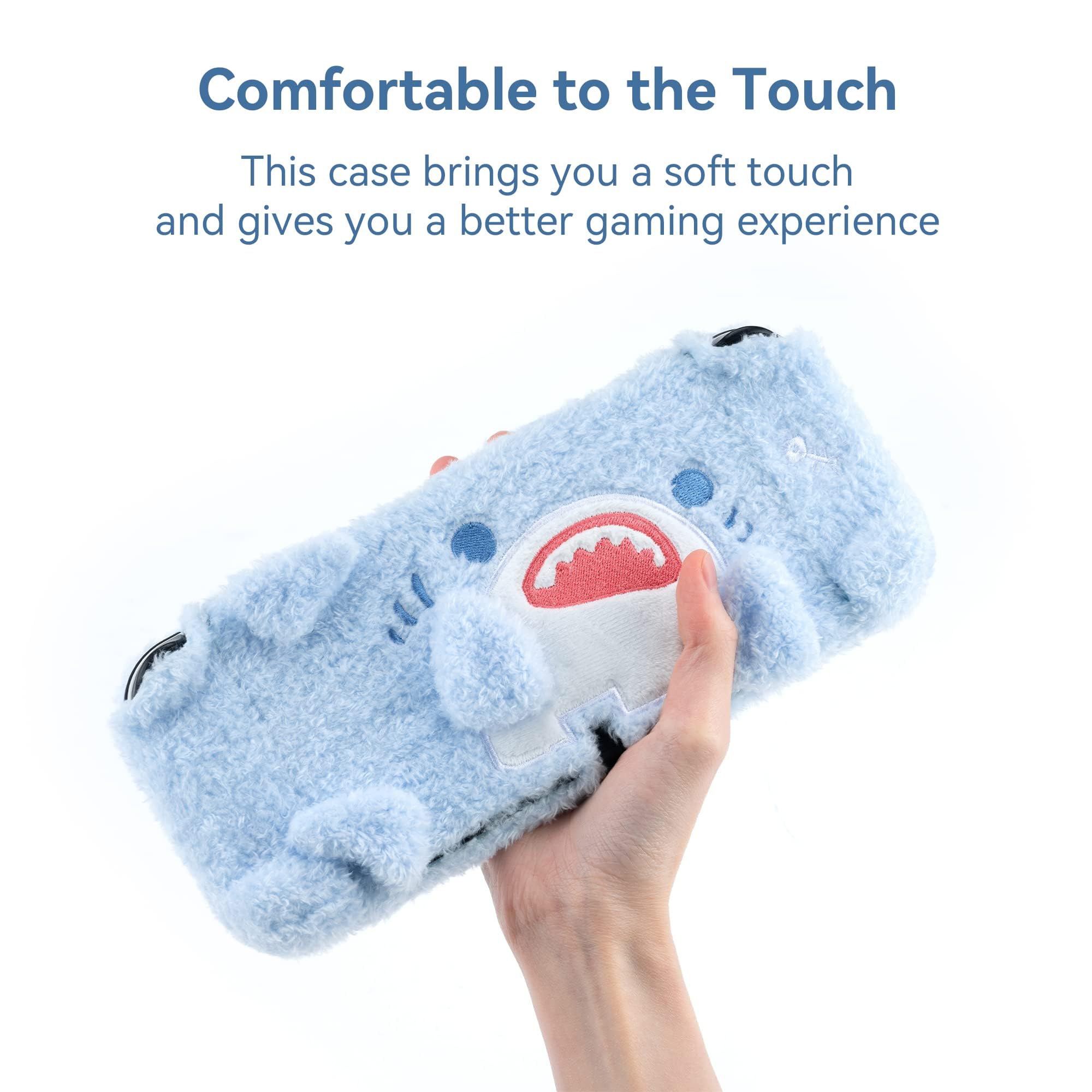 GeekShare Cute Plush Protective Case Cover for Nintendo Switch OLED Model - Shock-Absorption, Anti-Scratch Soft Shark Skin Case - Perfect for Gaming, Travel & Home Decor
