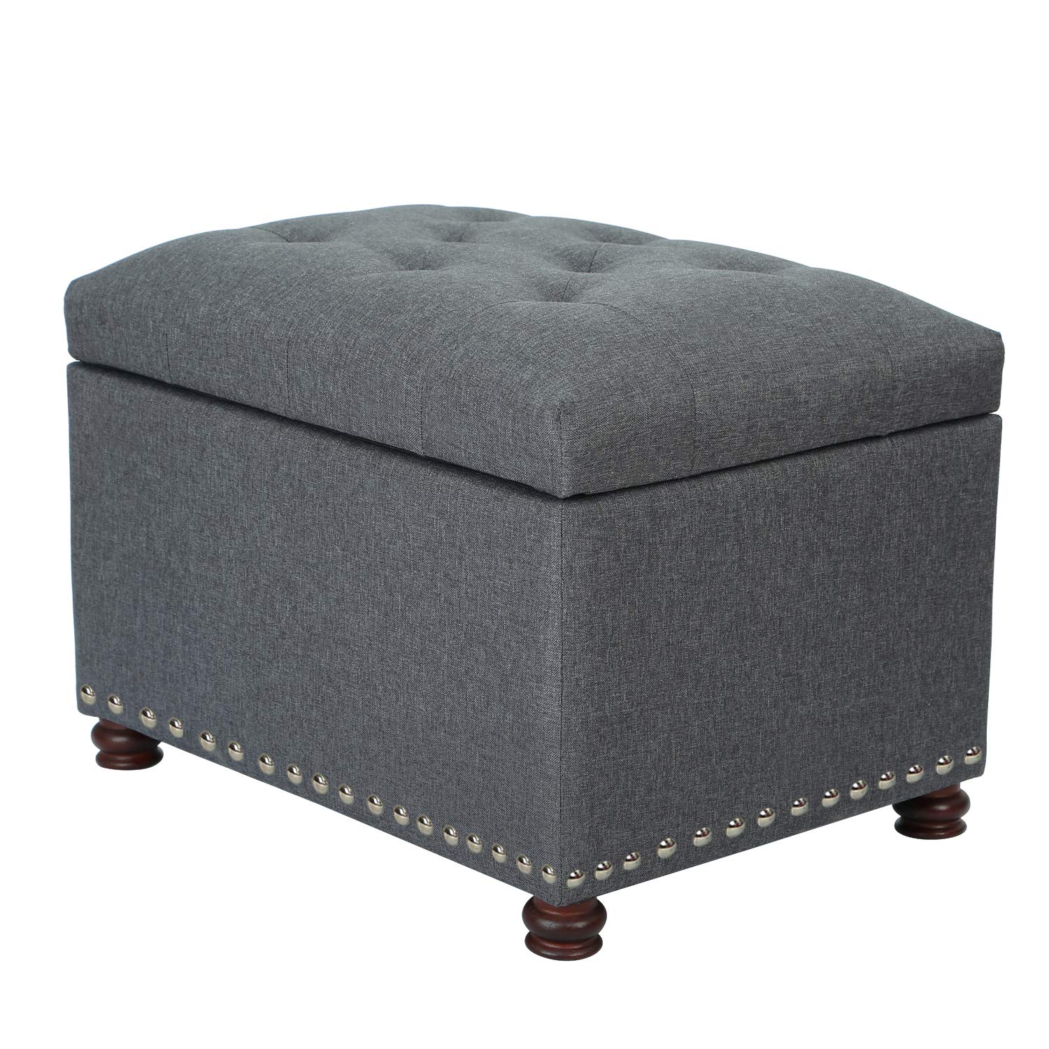 Joveco 24 Inch Fabric Storage Ottoman Bench - Modern Tufted Foot Rest Stool with Storage for Entryway, Bedroom & Living Room | Multi-Functional Seat for Home Organization & Comfortable Lounging