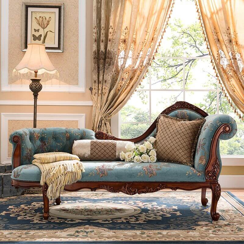 Mid Century Modern Solid Color Chaise Lounge Chair with Rolled Arms, Reclining Function & 2 Throw Pillows - Perfect for Living Room, Bedroom or Reading Nook Relaxation
