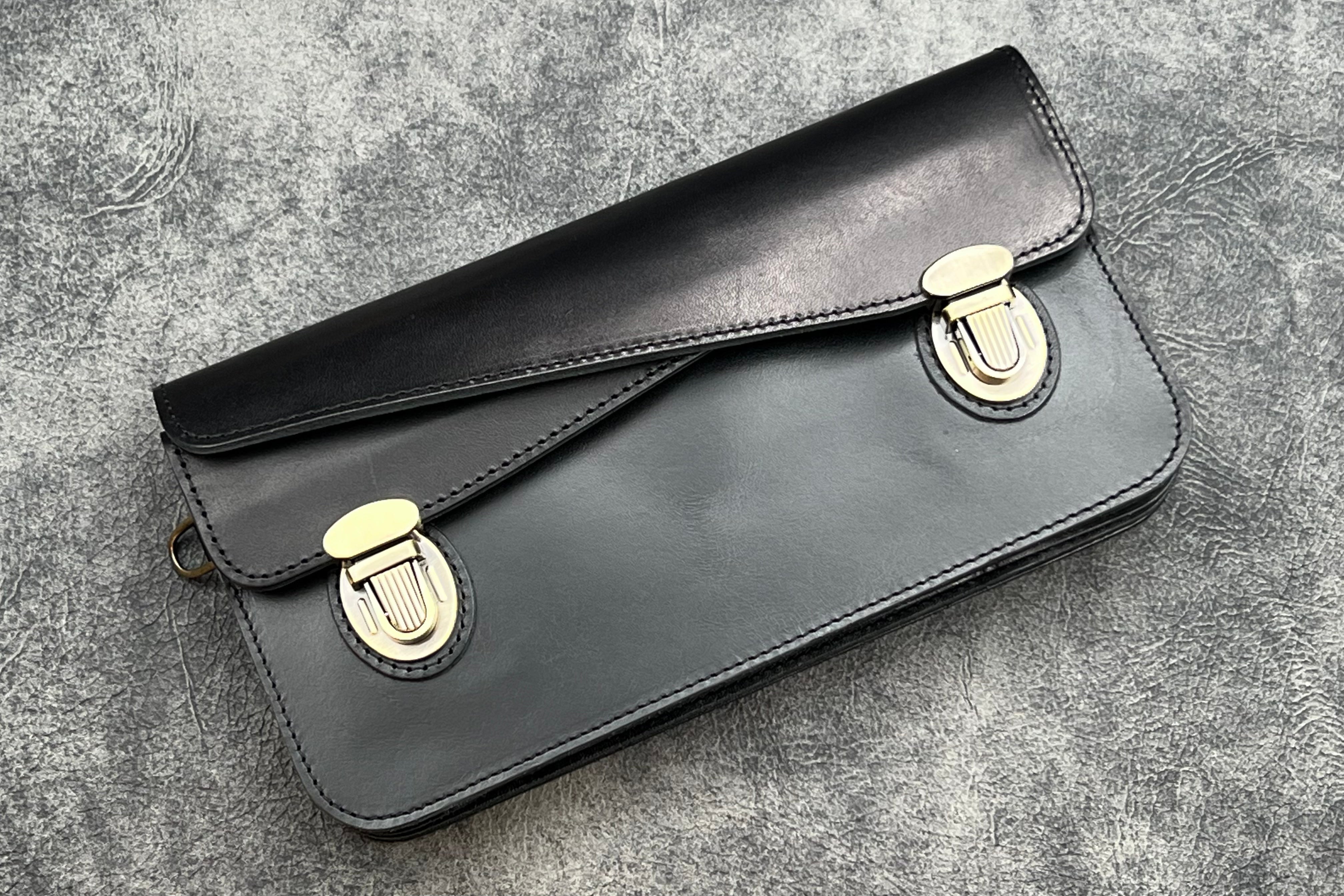 Premium Black Leather Accordion Pouch - Expandable Organizer Bag for Wallet, Makeup & Travel Accessories | Perfect for Daily Use, Business Trips & Gift Giving