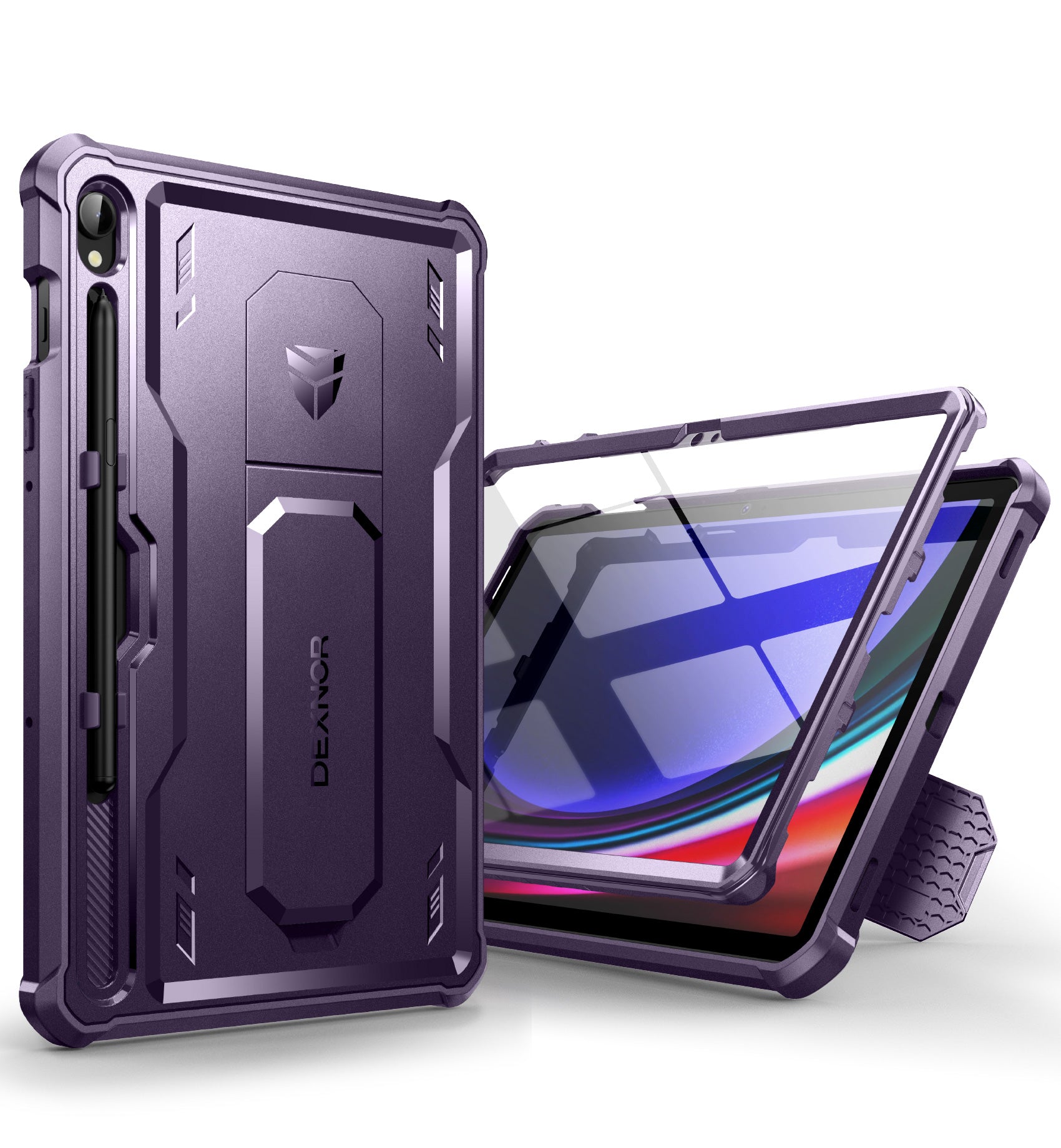 Durable Shockproof Samsung Galaxy Tab S9 Tablet Case with Built-in Screen Protector, Kickstand & Pen Holder - Perfect for Work, Travel, and Outdoor Use