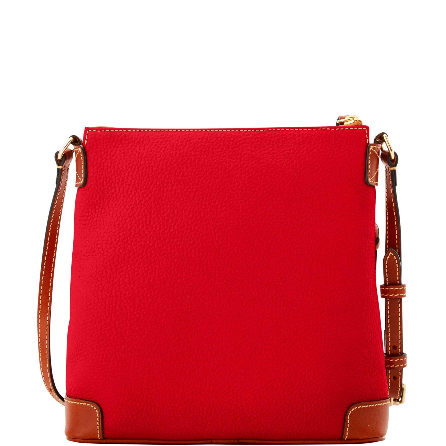 Dooney & Bourke Women's Pebble Leather Crossbody Bag - Red with Tan Trim, One Size Handbag for Everyday Use, Travel & Shopping