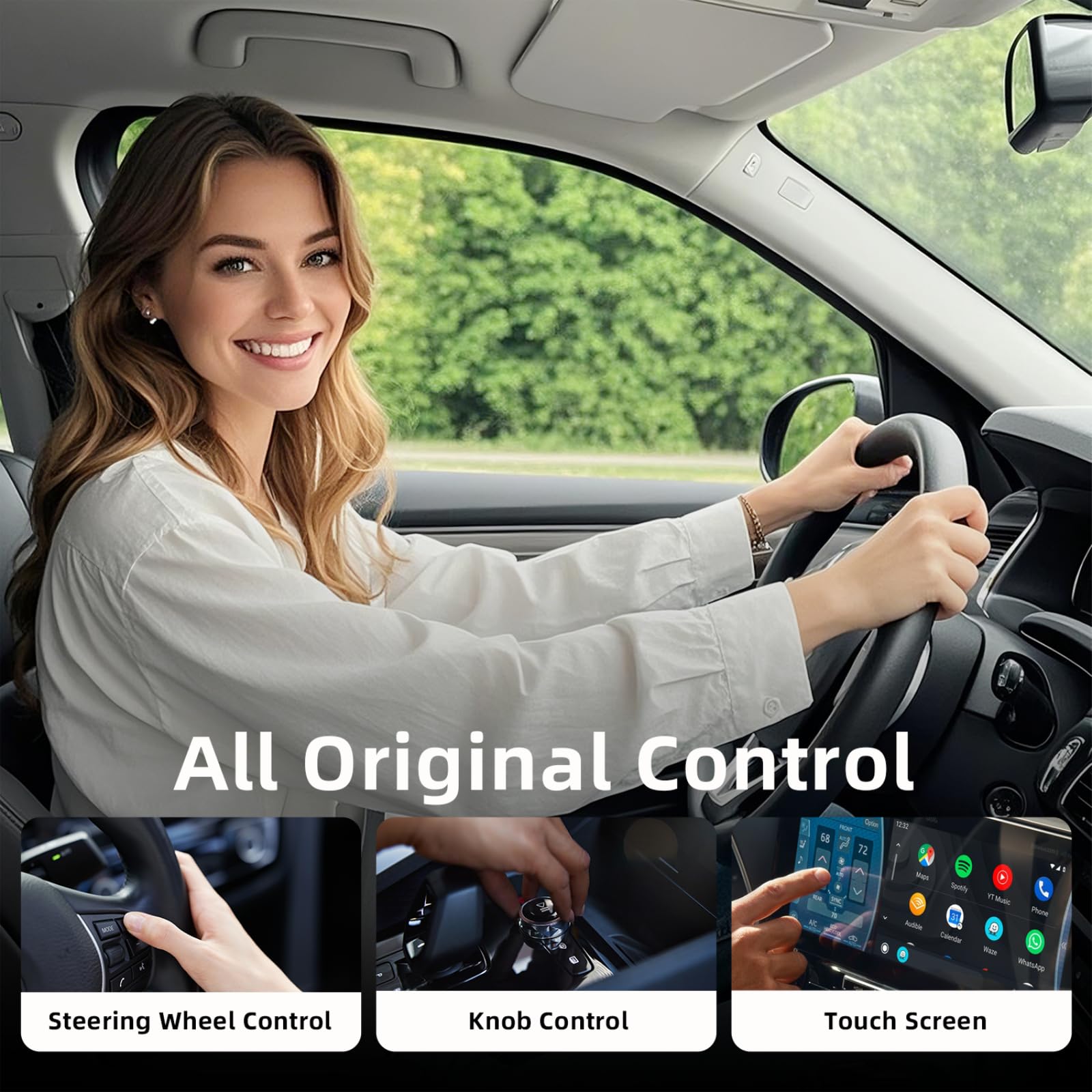 Wireless Android Auto CarPlay Adapter - Plug & Play Bluetooth Dongle for Seamless Touch Connection & Easy Setup | Upgrade Wired to Wireless for Android Phones | Perfect for Commuting, Road Trips & Hands-Free Driving