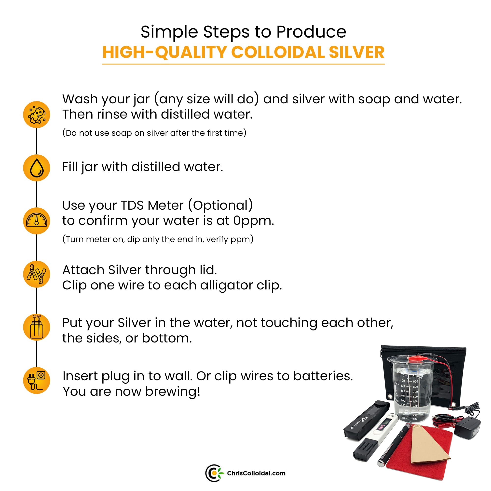 Premium Colloidal Silver Generator Kit with 99.99% Pure Silver Wire - Make Colloidal Silver at Home Easily with Distilled Water & Mason Jar | Perfect for Immune Support, Natural Remedies & DIY Health Solutions
