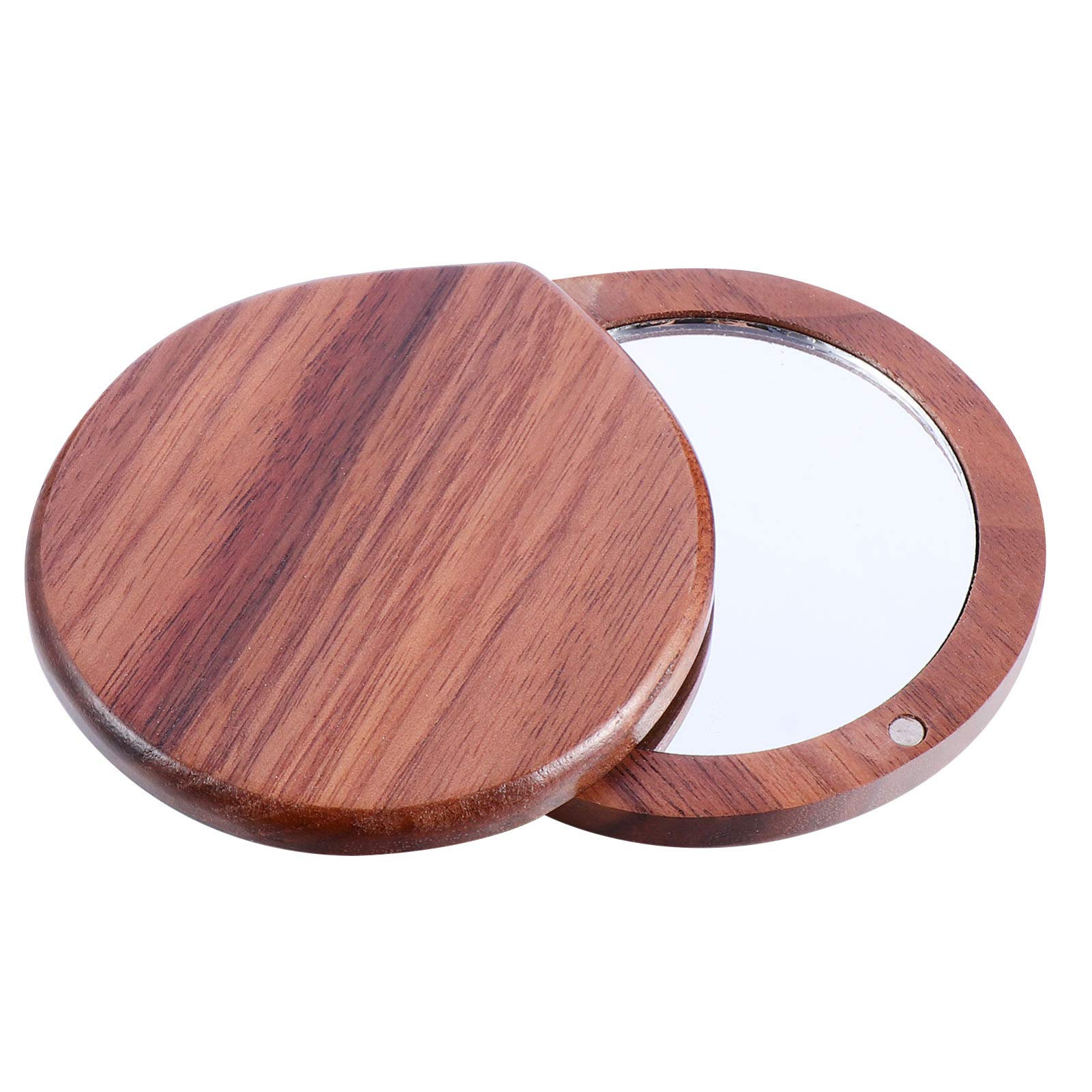 Beaupretty Small Compact Handheld Makeup Mirror - Wooden Travel Cosmetic Mirror for Women, Portable Vanity Mirror for Purse, Outdoor & Travel Makeup (Perfect for Home, Office, Car & On-the-Go Touch Ups)
