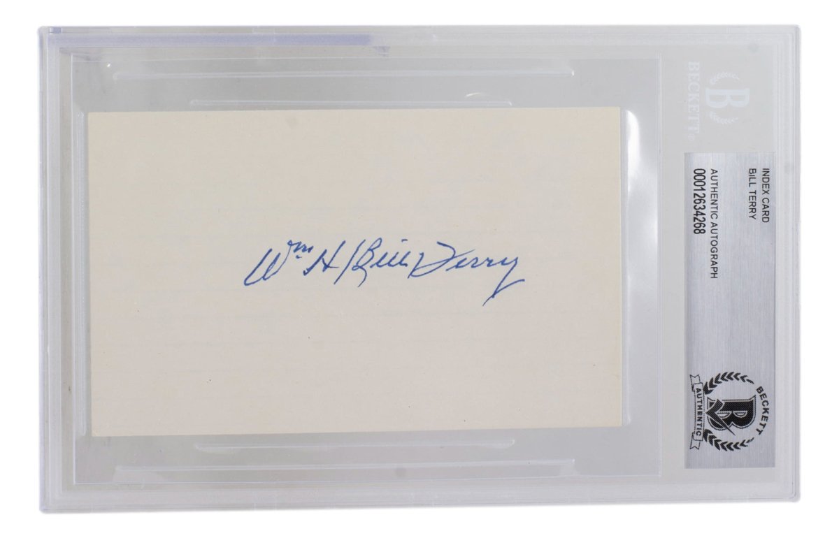Bill Terry Autographed New York Giants Index Card - BAS 268 Certified - Collectible Sports Memorabilia for Fans & Display Cases