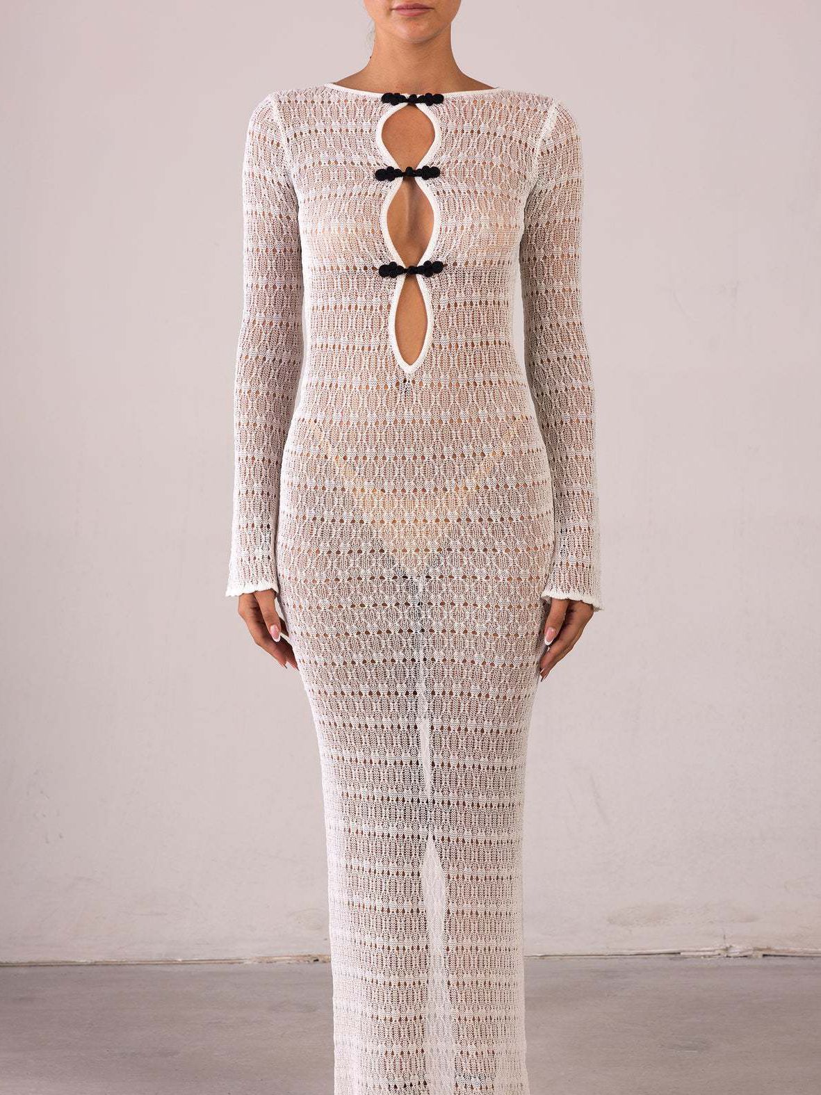 Sexy Fishnet Cover Up Dress for Women - Backless Hollow Out Chinese Style Bikini Beachwear - Perfect for Pool Parties, Beach Vacations & Night Out