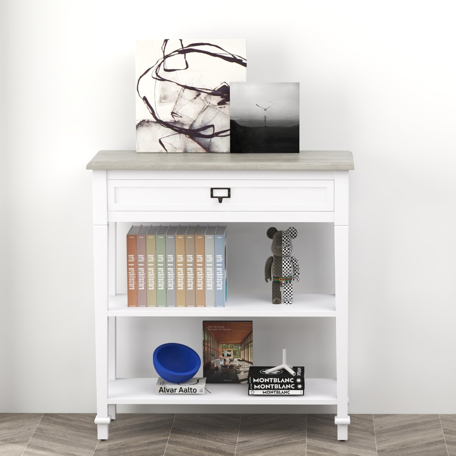 Kinsuite Narrow Console Table - Modern Entryway Hallway Table with Storage, White | Accent Sofa Table for Living Room, Bedroom & Small Spaces | Perfect for Home Décor, Apartment Entry & Compact Areas
