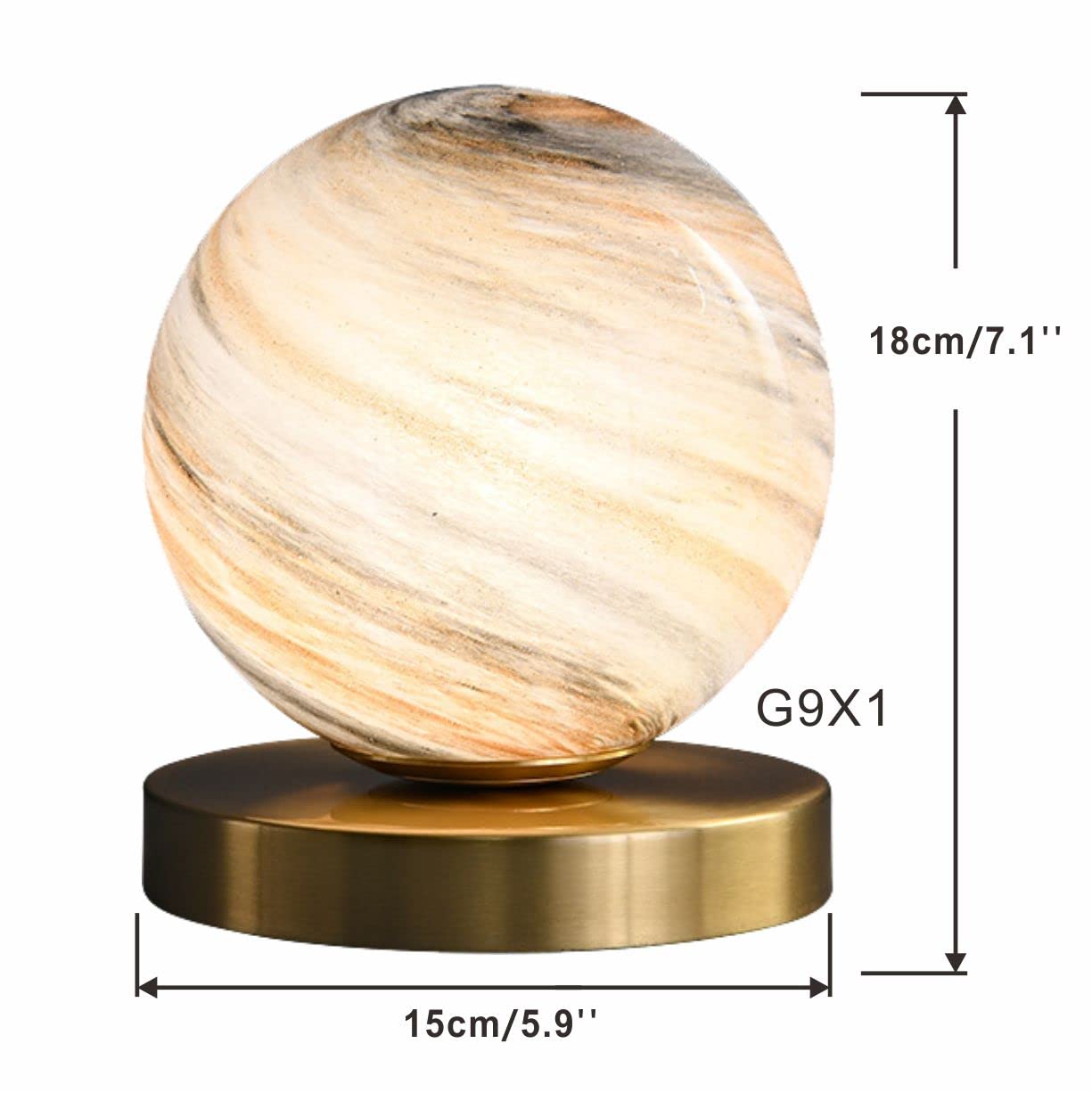 Mini Globe Table Lamp - Modern Glass Ball Desk Lamp with Switch & Plug - Perfect for Bedroom, Living Room, Bookshelf & Reading Decor - Earth-Themed Night Light for Home Office & Study Spaces