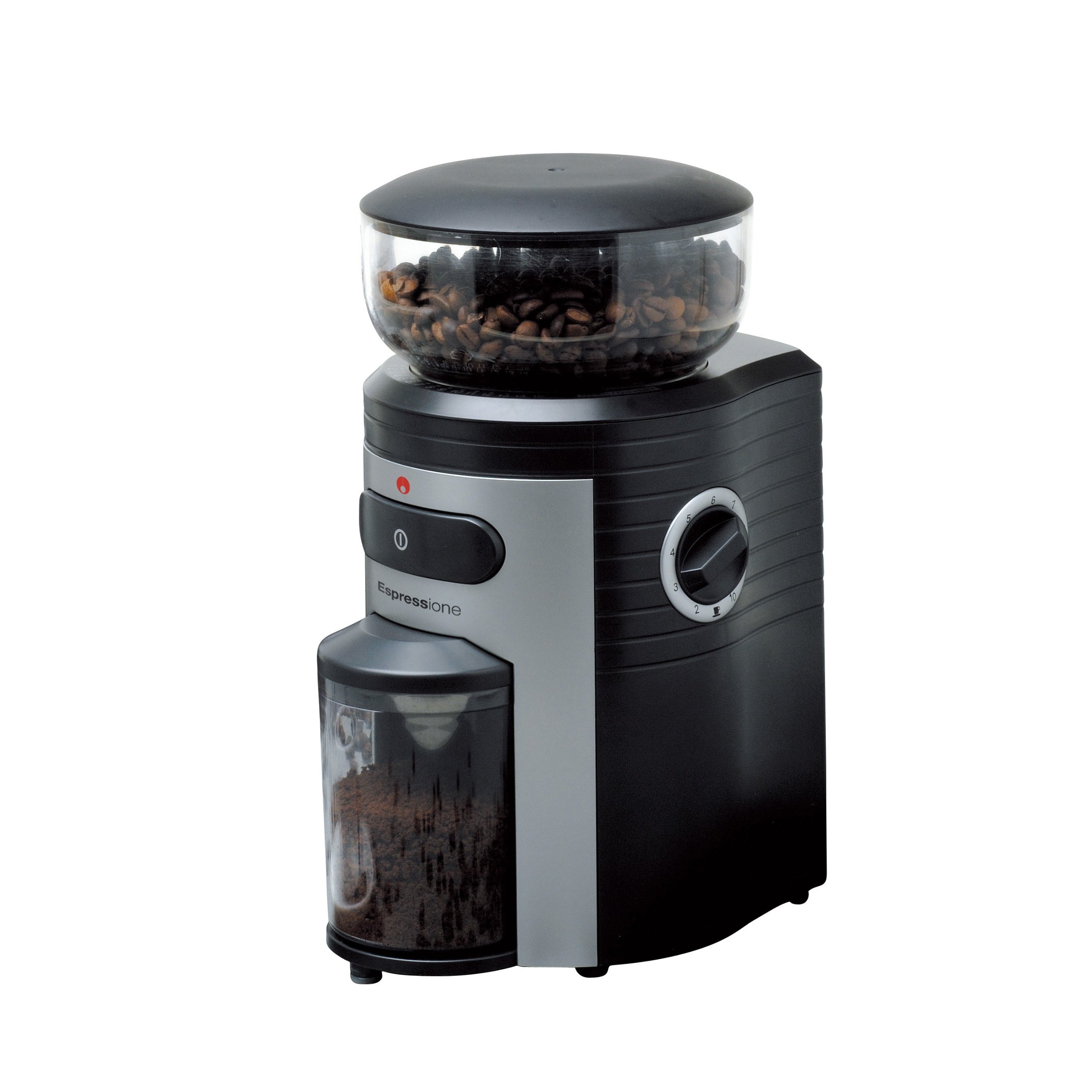 Espressione Professional Conical Burr Coffee Grinder - Premium Stainless Steel Coffee Bean Grinder for Espresso, Drip & French Press - Adjustable Coarse to Fine Grind Settings - Black/Silver - Perfect for Home Baristas & Coffee Enthusiasts
