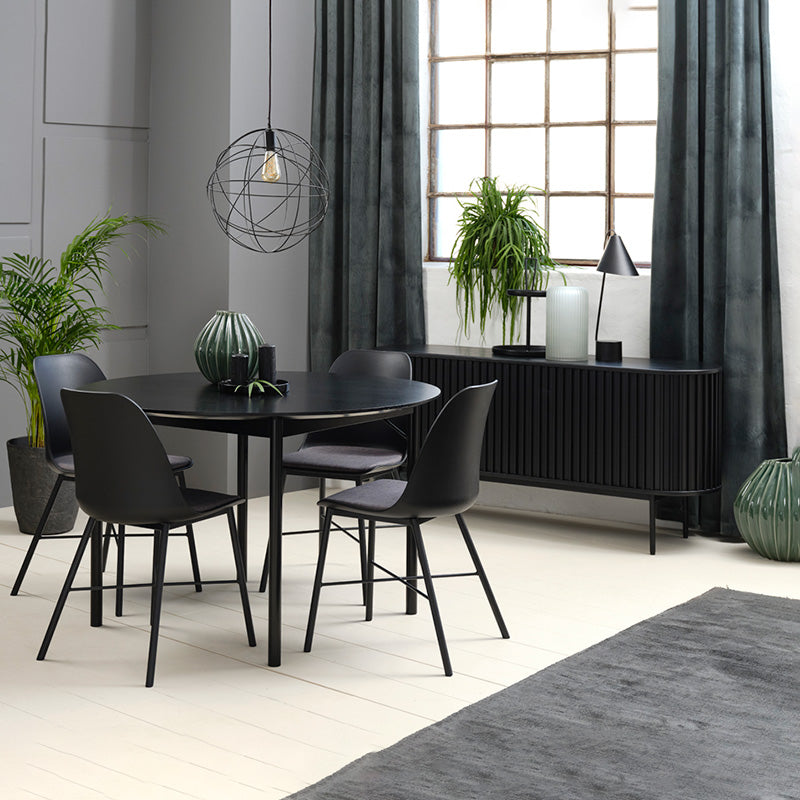 LAXMI Modern Dining Chair - Black Wooden Seat with Upholstered Cushion for Kitchen, Dining Room & Home Decor | Comfortable & Stylish Furniture for Family Gatherings & Entertaining Guests