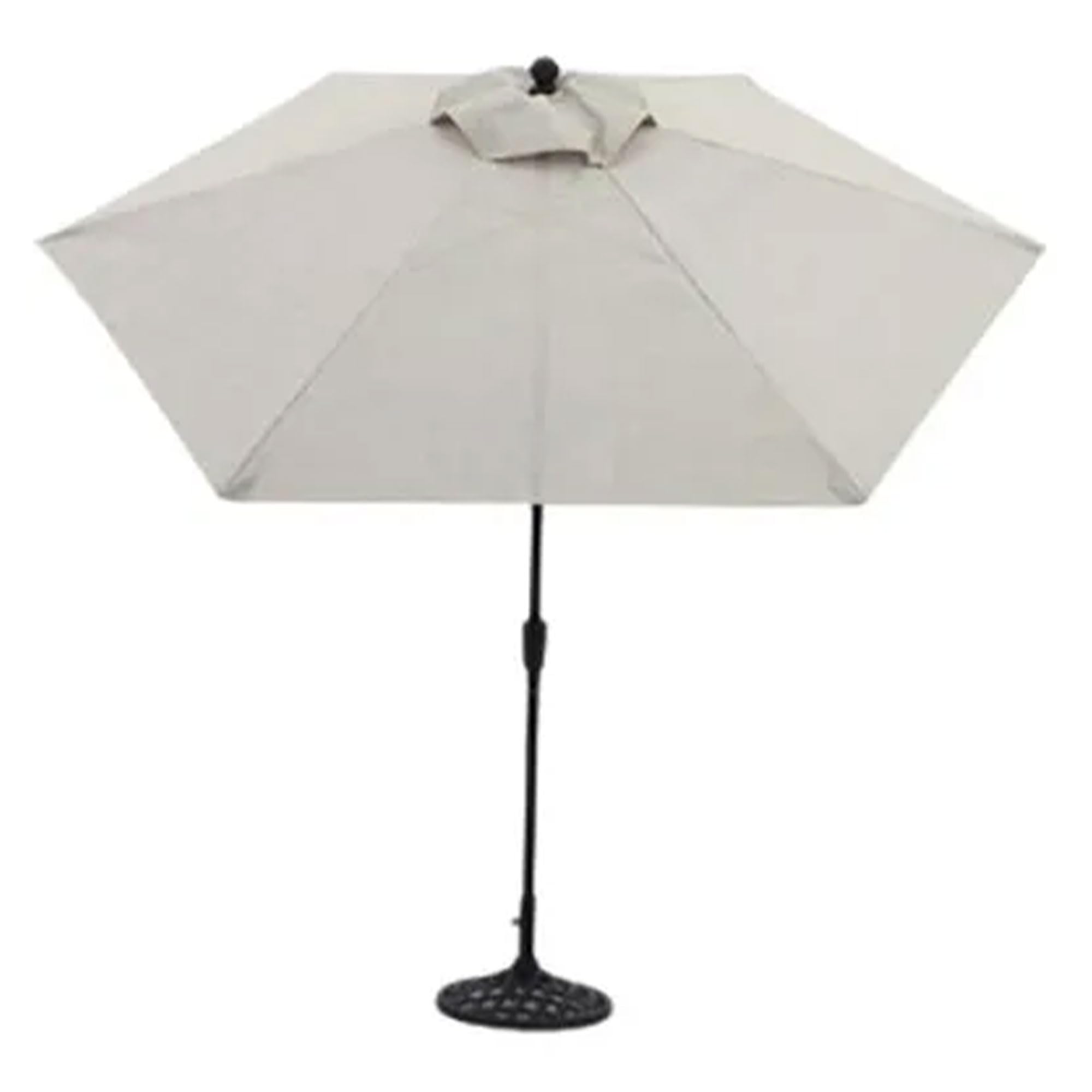 9 Foot Naples Market Patio Umbrella - Round Outdoor Shade Canopy with Push Button Tilt, Natural Polyester Fabric for Backyard, Poolside & Garden Relaxation