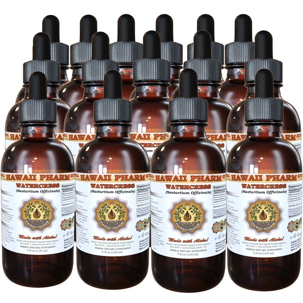 Organic Watercress Liquid Extract (Nasturtium Officinale) - Herbal Supplement Tincture by Hawaii Pharm, 4 fl.oz (15x Concentrate) - Made in USA - Supports Immunity & Detox - Perfect for Herbal Teas, Smoothies & Wellness Routines