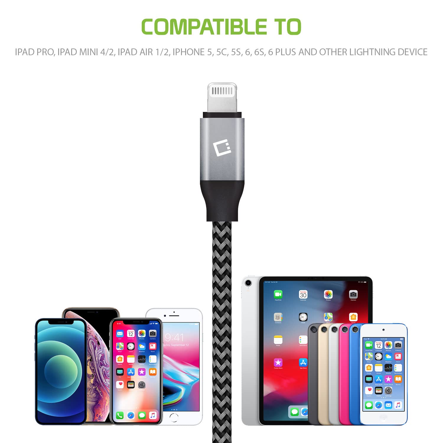Premium Braided Lightning Cable 10FT - Fast Charging & Sync Data Cable for iPhone 14 Pro Max/13/12/11/SE/XS, iPad Pro/Air/Mini, AirPods - Durable Nylon iPhone Charger Cord for Home, Office & Travel