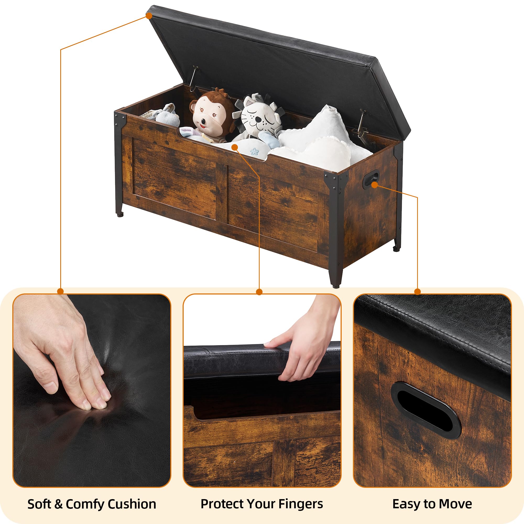 GAOMON Wooden Storage Trunk with Metal Frame - 39.4