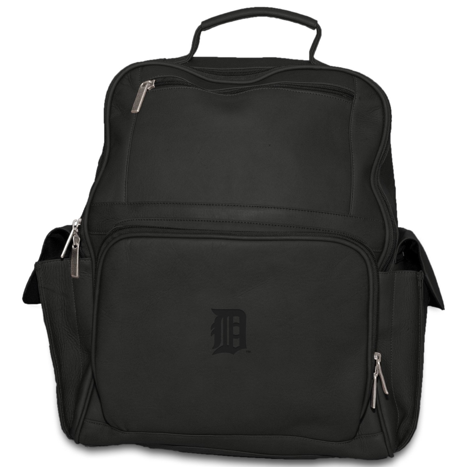 MLB Black Leather Large Laptop Backpack for Men & Women - Stylish Durable 17 Inch Computer Bag for Work, School, Travel & Business Use