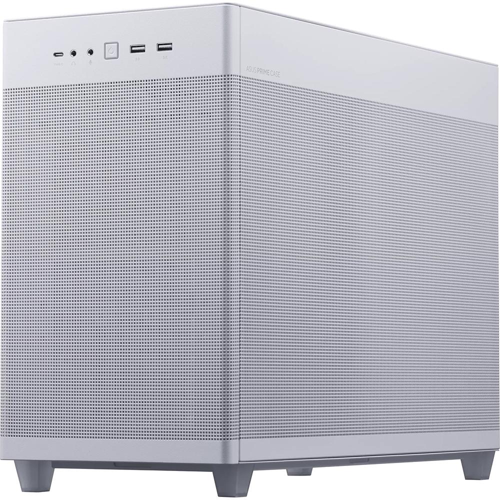 ASUS Prime AP201 White MicroATX PC Case - Compact Mesh Design for Gaming & Home Office Builds | Perfect for Small Spaces & High Airflow Setups