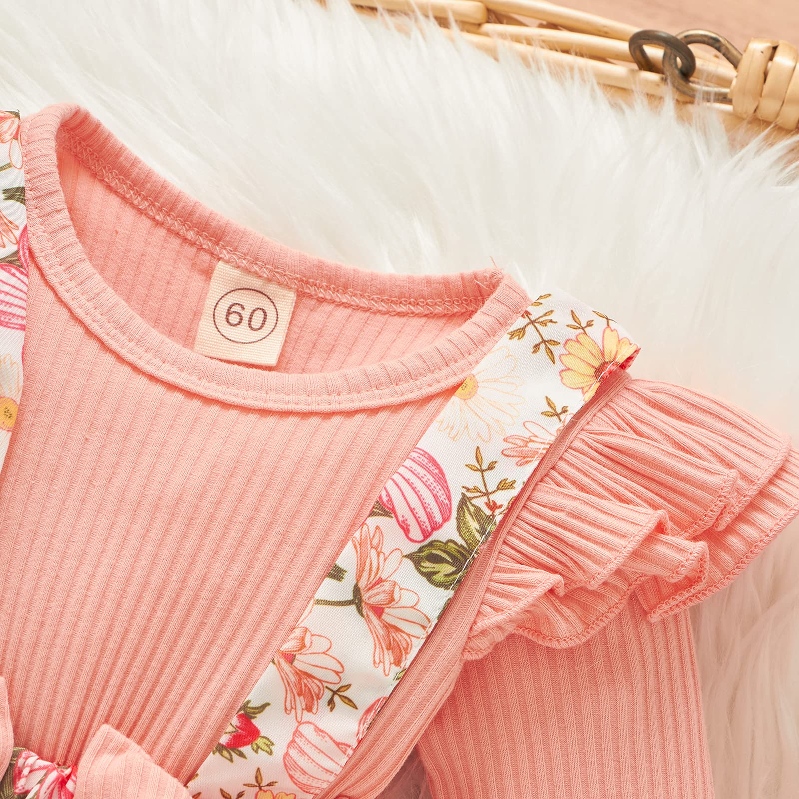 Christmas Baby Girl Outfit - Floral Long Sleeve Romper Dress & Bodysuit Playsuit for Infant Girls | Fall & Holiday Season Wardrobe