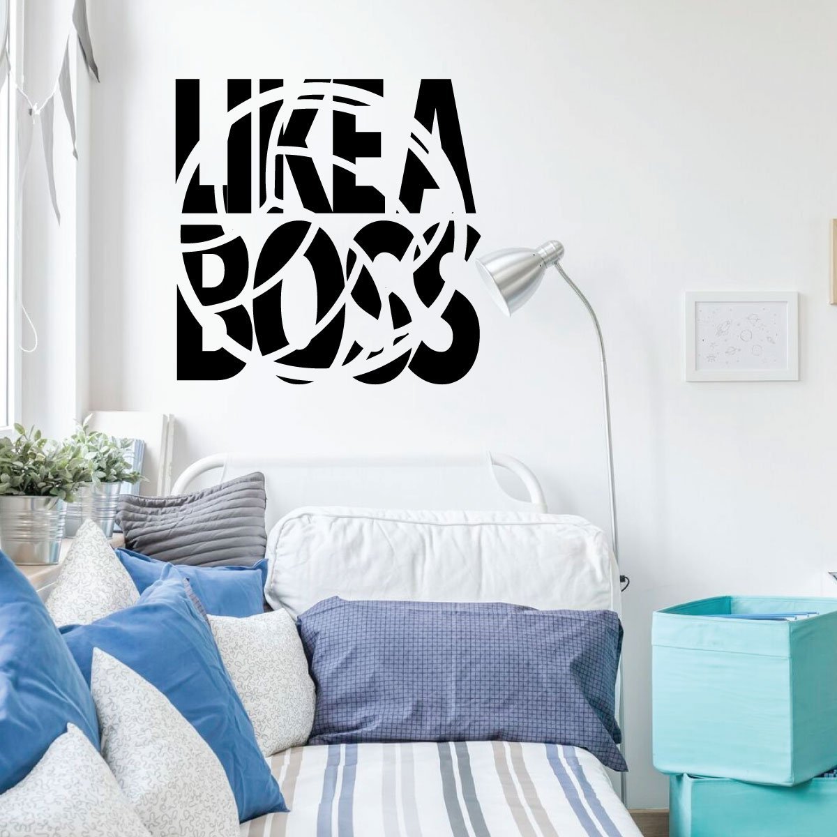Volleyball Wall Decal - 'Like A Boss' Motivational Vinyl Art Sticker - Sports Room Decor for Bedroom, Playroom & Gym - Perfect for Volleyball Players & Fans