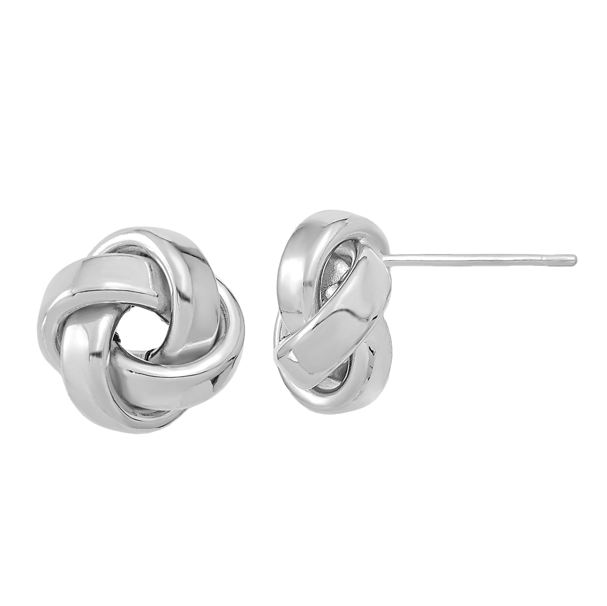14K Solid White Gold Twisted Love Knot Stud Earrings - Romantic Symbol Jewelry for Women - Perfect Gift for Anniversary, Valentine's Day & Special Occasions
