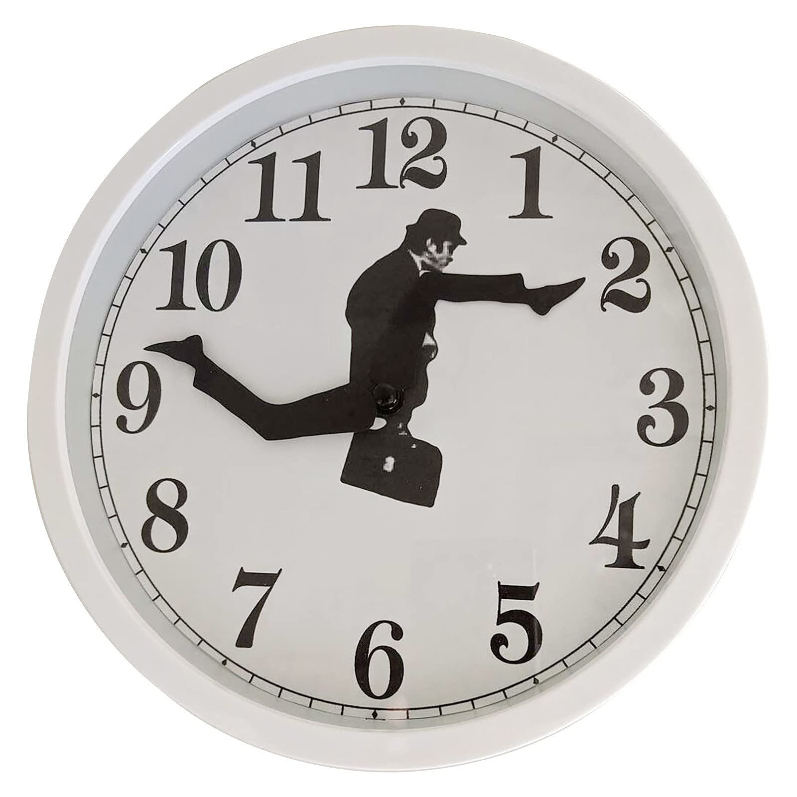 Creative Silly Walk Wall Clock - Silent Sweep Round Home Decor Artwork for Living Room, Bedroom & Office (White)
