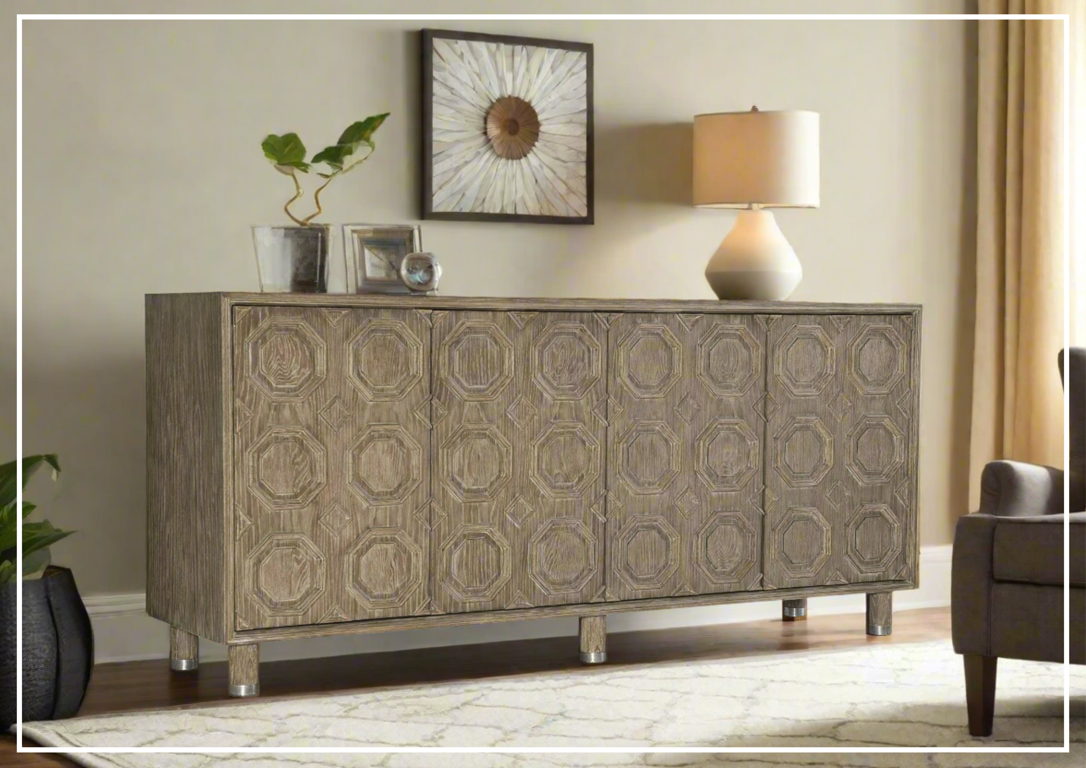 Bernhardt Alhambra 2-Drawer Solid Wood TV Stand Entertainment Credenza - Perfect for Living Room, Home Theater & Media Storage