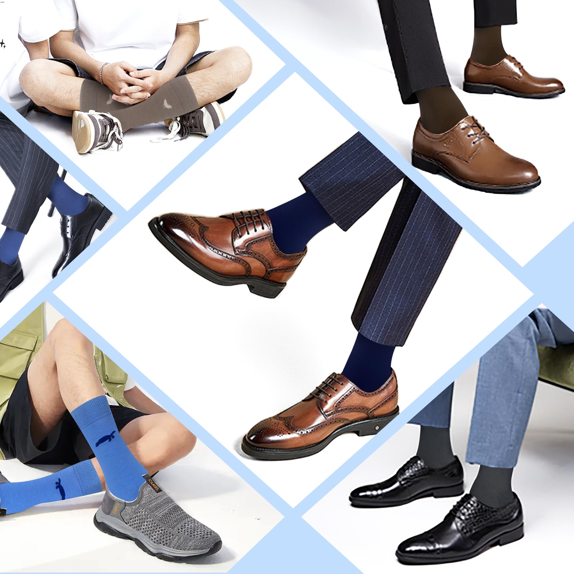 WeciBor Men's Patterned Dress Casual Socks - 12 Pairs Colorful Fashion Crew Socks for Work, Party & Everyday Wear