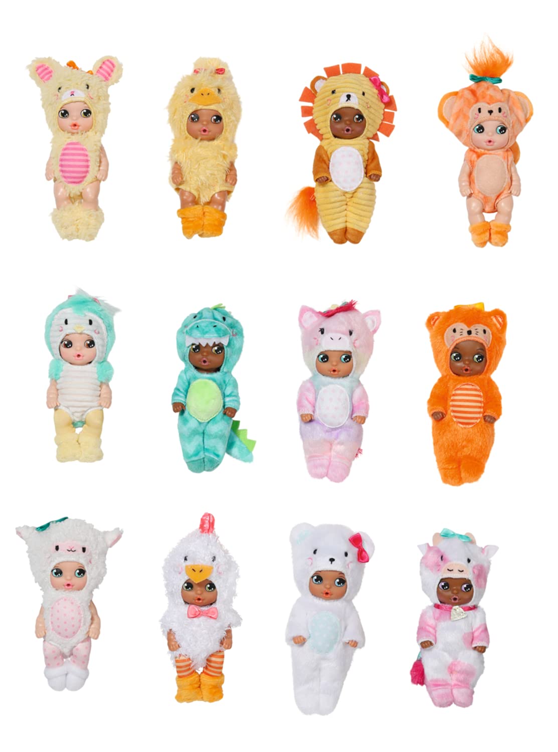 Baby Born Surprise Mini Dolls with Animal Outfits, Diaper & Bottle - Perfect for Kids Playtime