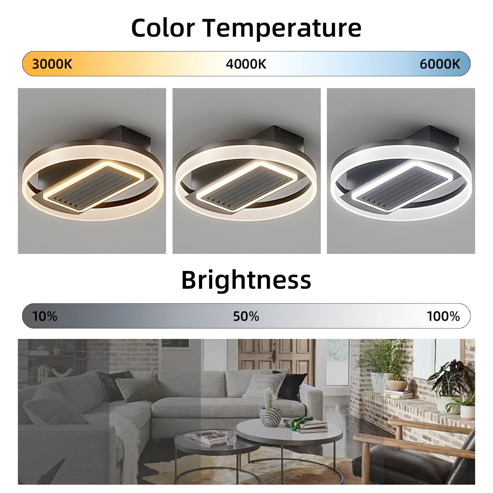 20 Inch Modern Leafless Ceiling Fan with Remote Control - Reversible Motor, Removable & Washable - Perfect for Bedroom, Living Room, and Office Spaces