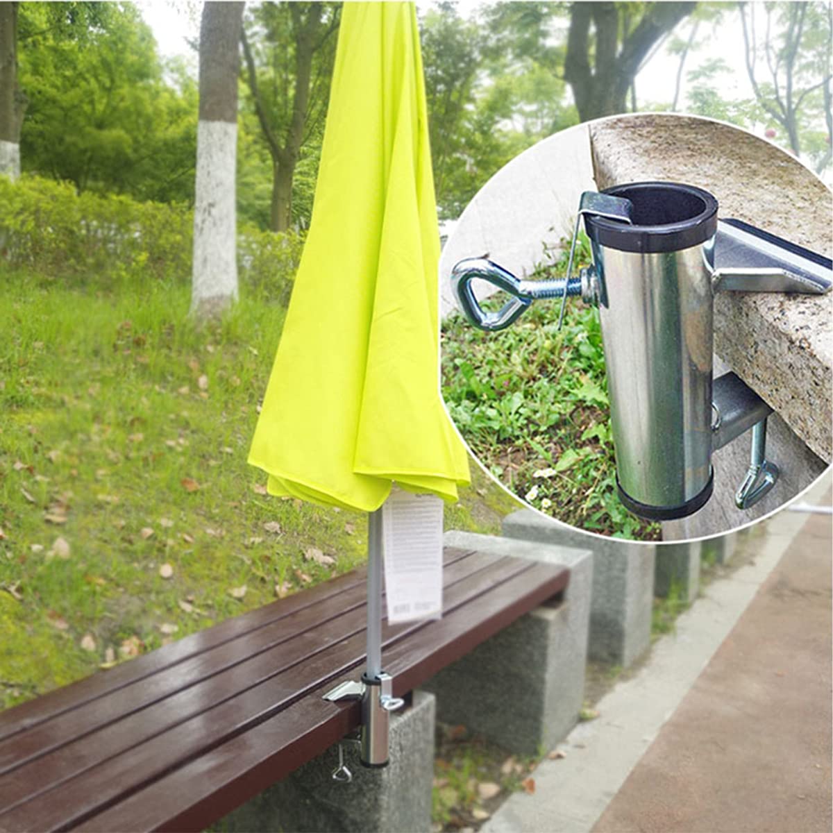 Heavy Duty Umbrella Clamp Stand Holder - Adjustable Bench Buddy Patio Umbrella Mount with Secure Grip for Beach, Fishing, Poolside & Outdoor Chairs | Perfect for Backyard, Deck, Picnic and Camping Use