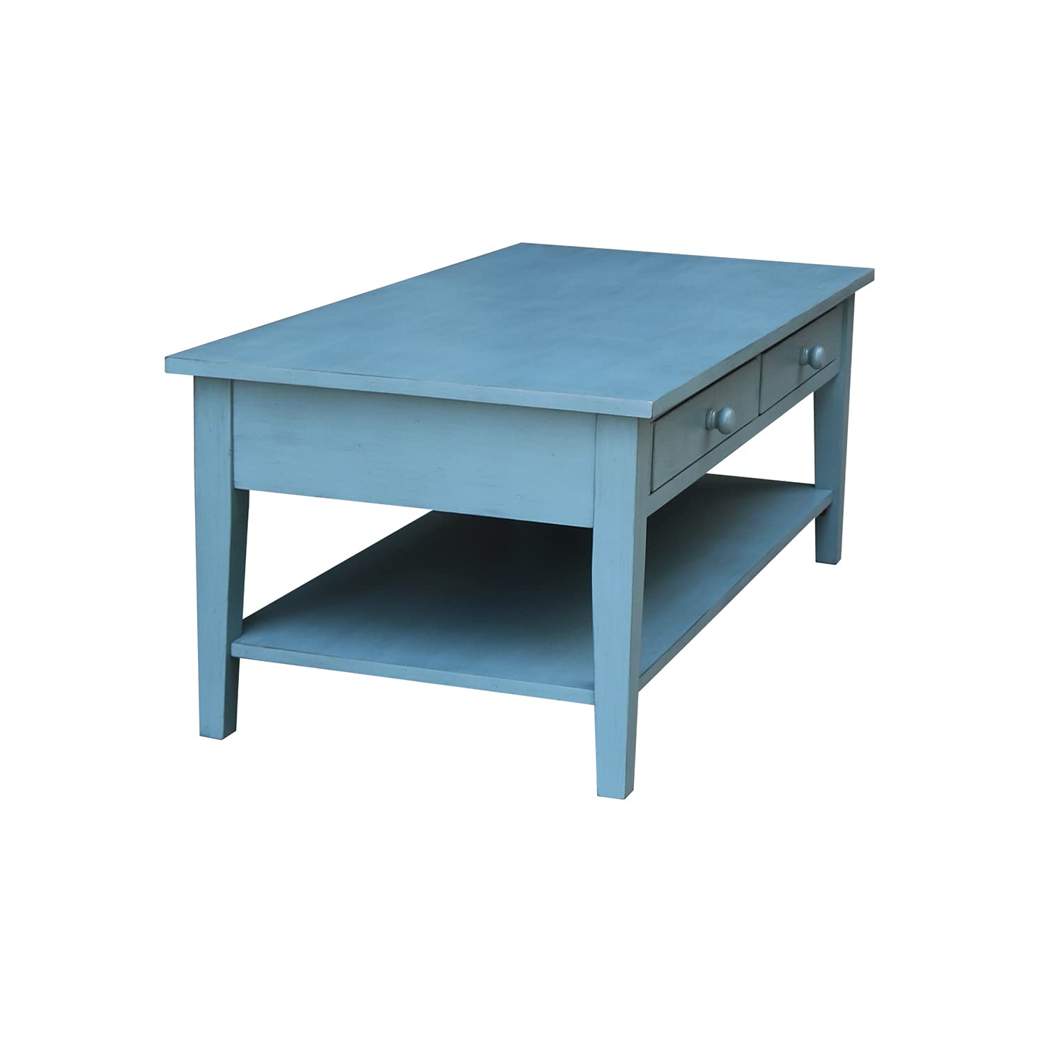 IC International Concepts Solid Wood Spencer Coffee Table - Modern Living Room Centerpiece for Home Decor & Entertainment